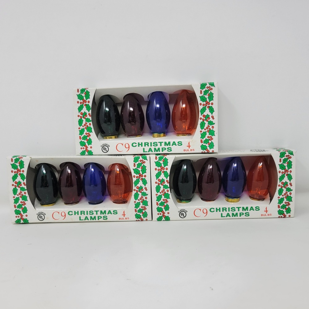 Vintage‎ Northern Lights C9 Christmas Lamps Outdoor 7W 120V Decorative 3x NOS